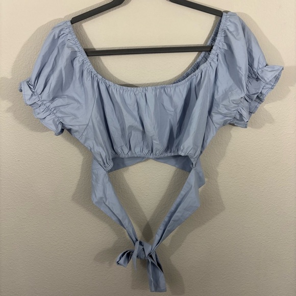 Bundle! Two Live 4 Truth Ruffled Crop Blouses Dusty Blue and Hot Pink Sz L - Picture 4 of 14